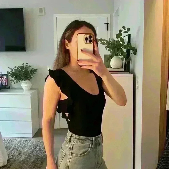 Free People Bodysuit Ruffle Sleeves - Picture 3 of 6